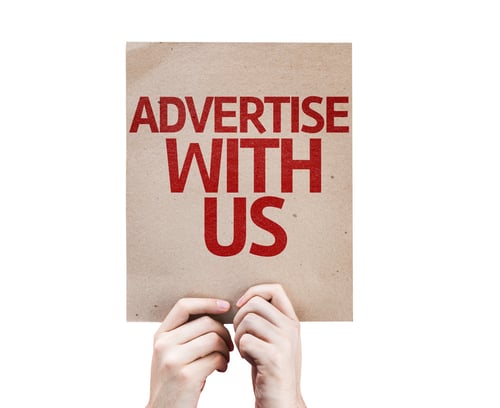 Advertise With Us card isolated on white background Advertise With Us card isolated on white background